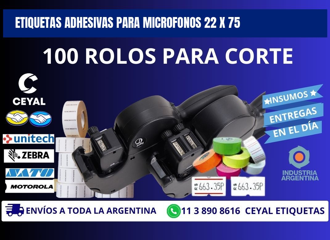 ETIQUETAS ADHESIVAS PARA MICROFONOS 22 x 75