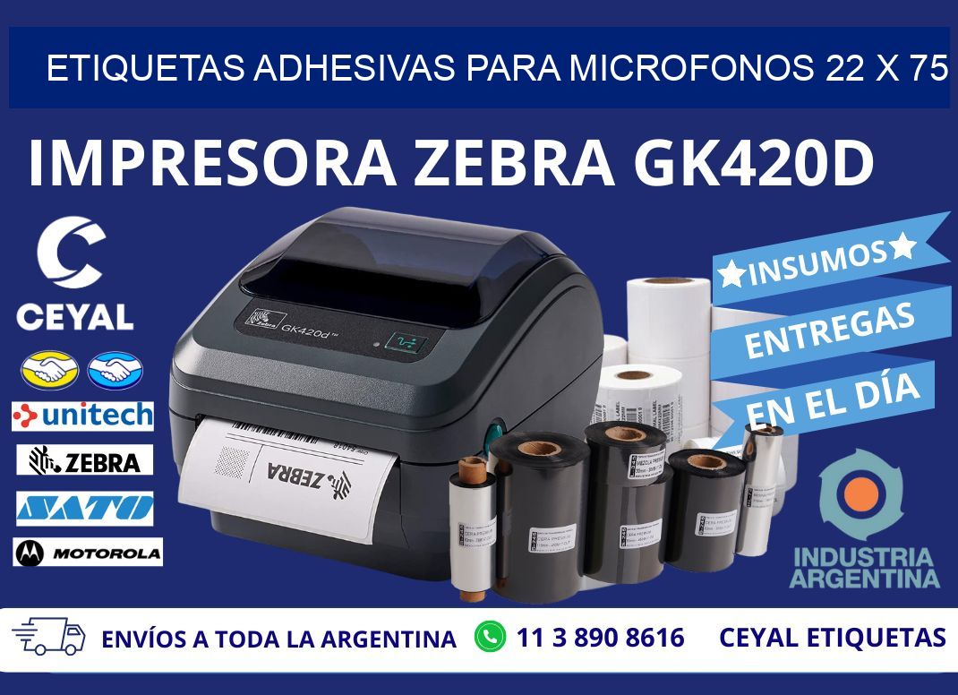 ETIQUETAS ADHESIVAS PARA MICROFONOS 22 x 75