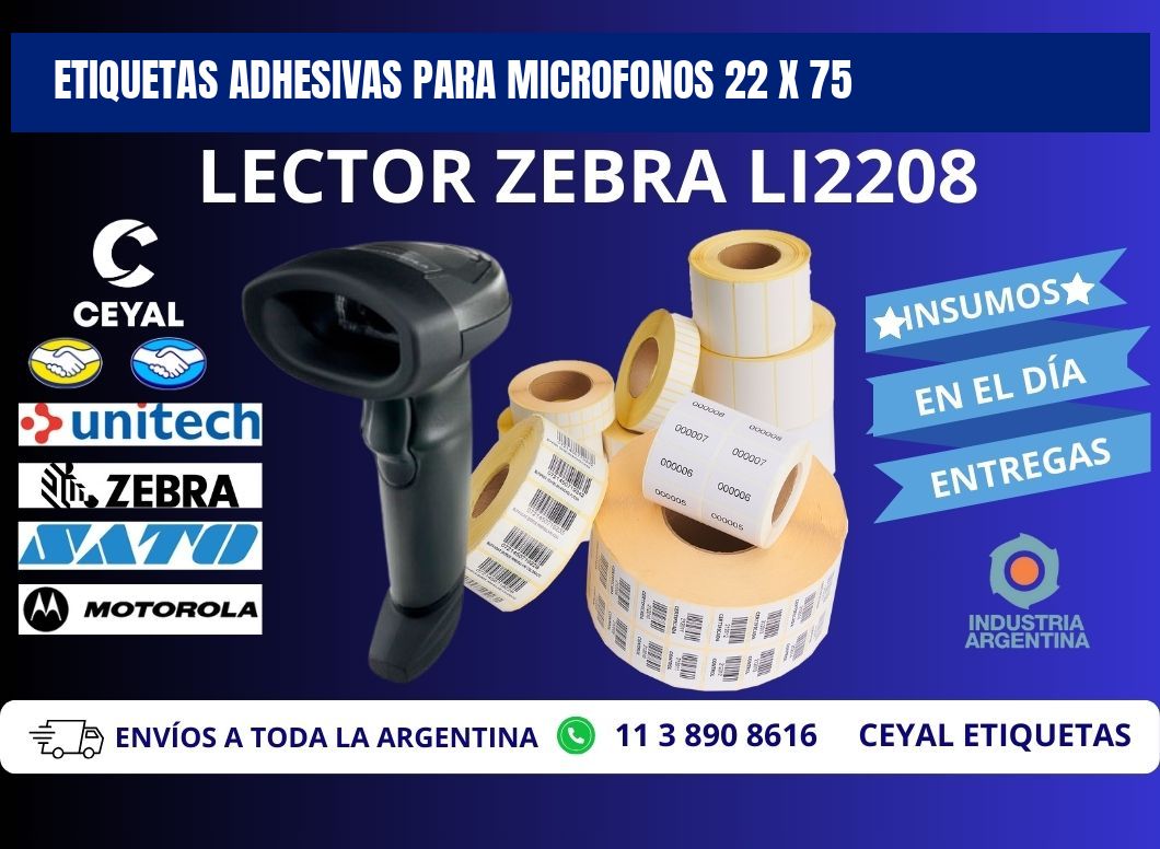 ETIQUETAS ADHESIVAS PARA MICROFONOS 22 x 75