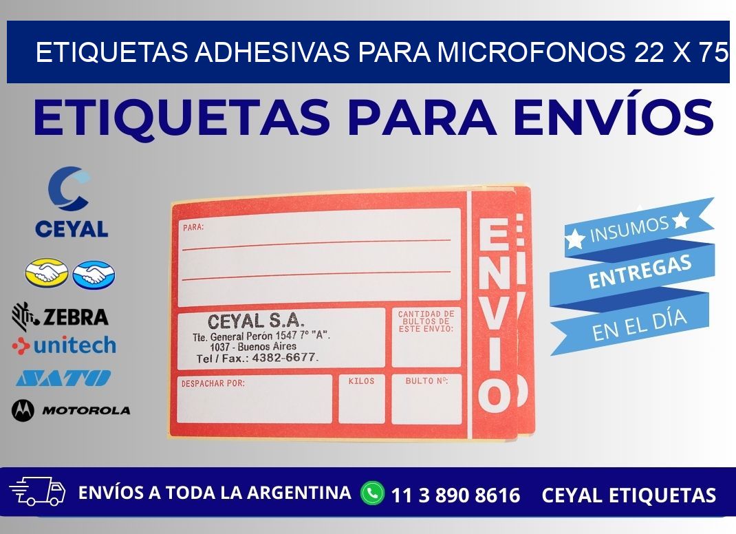 ETIQUETAS ADHESIVAS PARA MICROFONOS 22 x 75