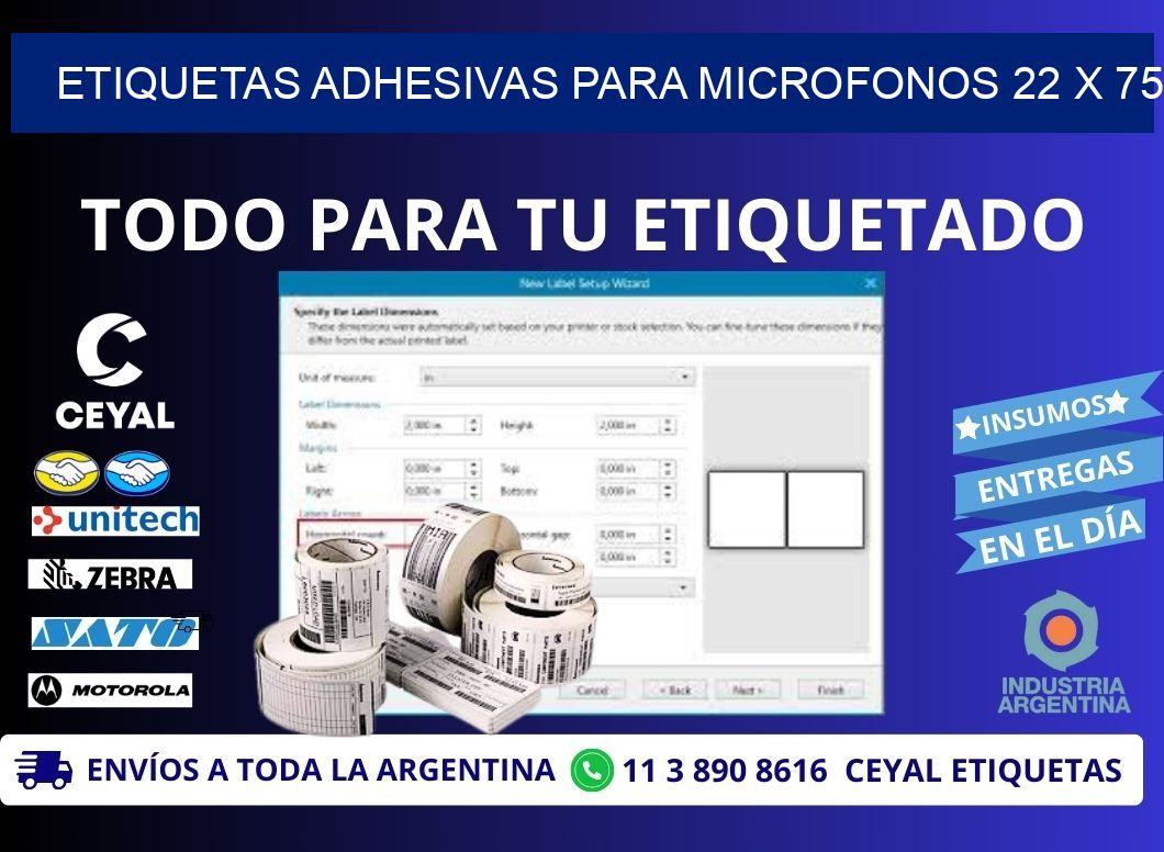 ETIQUETAS ADHESIVAS PARA MICROFONOS 22 x 75