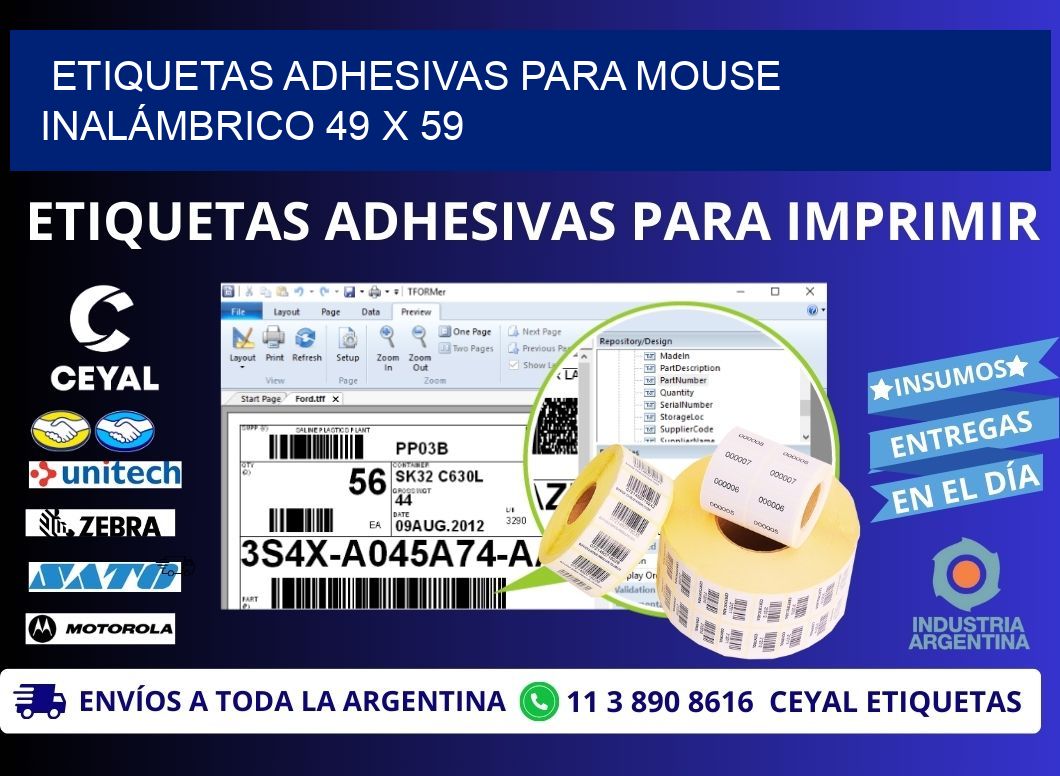 ETIQUETAS ADHESIVAS PARA MOUSE INALÁMBRICO 49 x 59