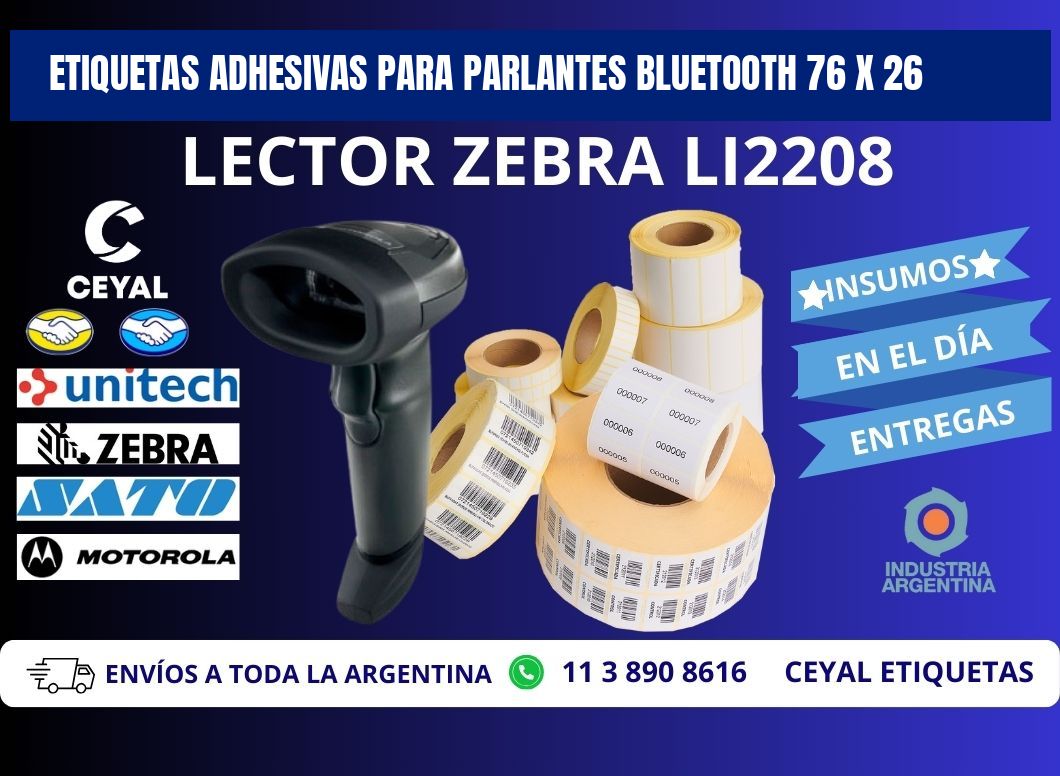 ETIQUETAS ADHESIVAS PARA PARLANTES BLUETOOTH 76 x 26