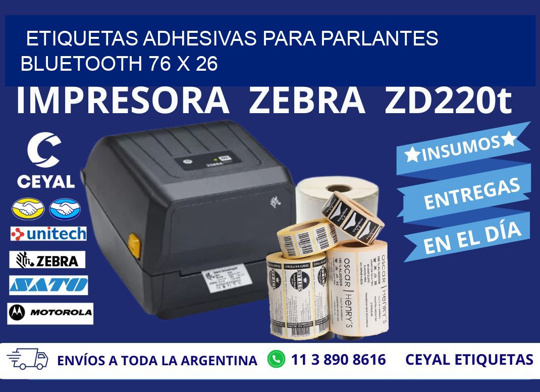 ETIQUETAS ADHESIVAS PARA PARLANTES BLUETOOTH 76 x 26