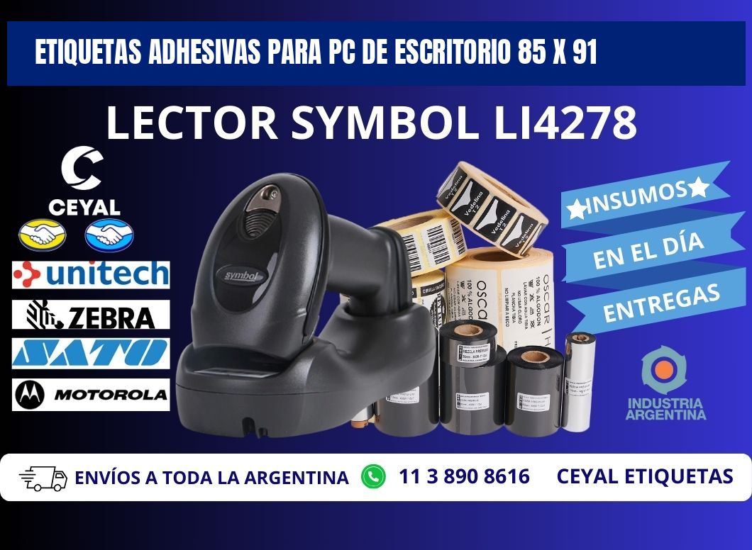 ETIQUETAS ADHESIVAS PARA PC DE ESCRITORIO 85 x 91