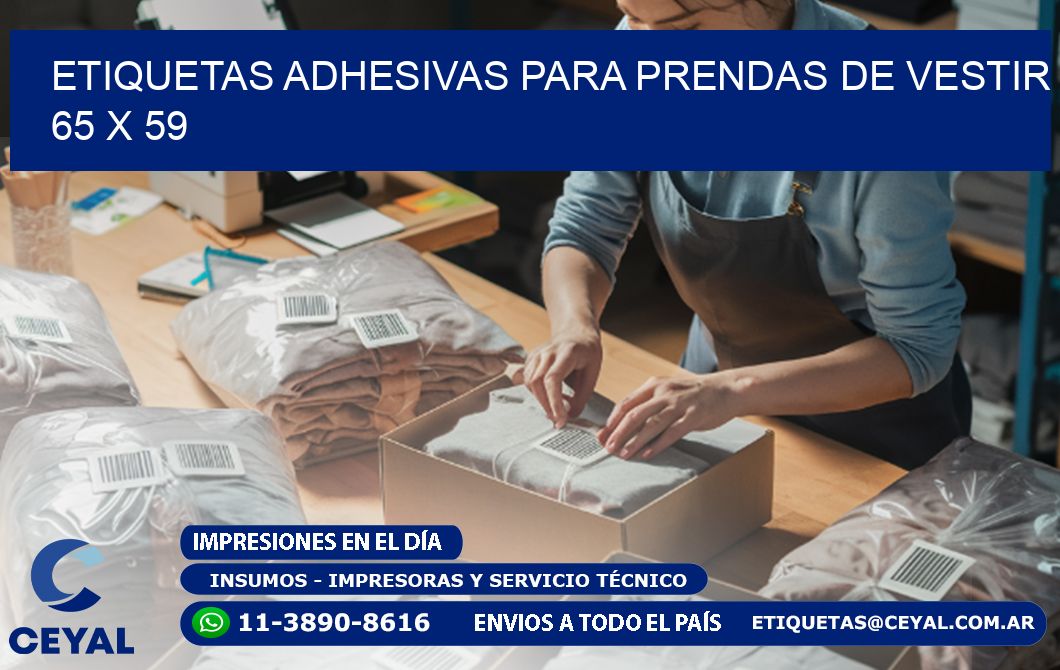 ETIQUETAS ADHESIVAS PARA PRENDAS DE VESTIR  65 x 59