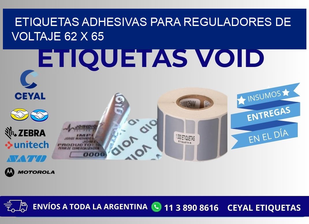 ETIQUETAS ADHESIVAS PARA REGULADORES DE VOLTAJE 62 x 65