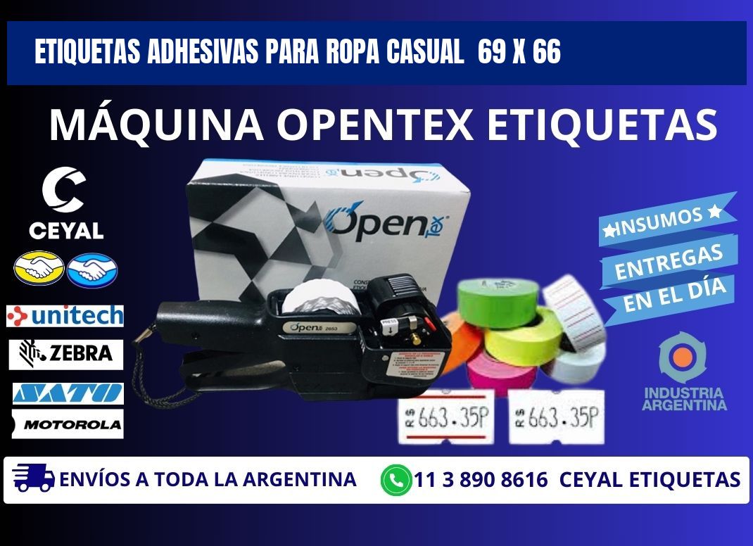 ETIQUETAS ADHESIVAS PARA ROPA CASUAL  69 x 66