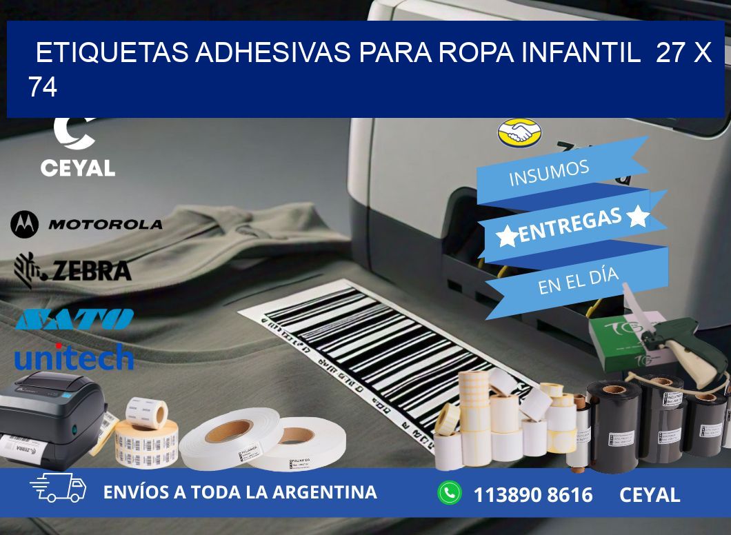 ETIQUETAS ADHESIVAS PARA ROPA INFANTIL  27 x 74