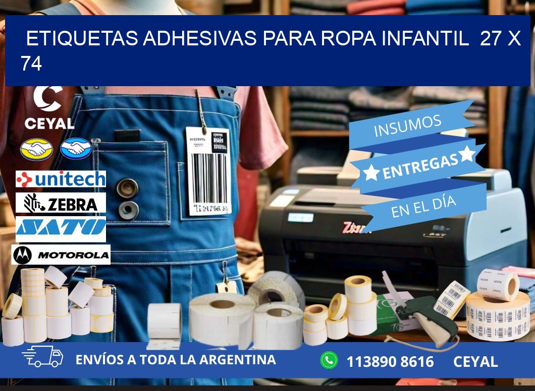 ETIQUETAS ADHESIVAS PARA ROPA INFANTIL  27 x 74