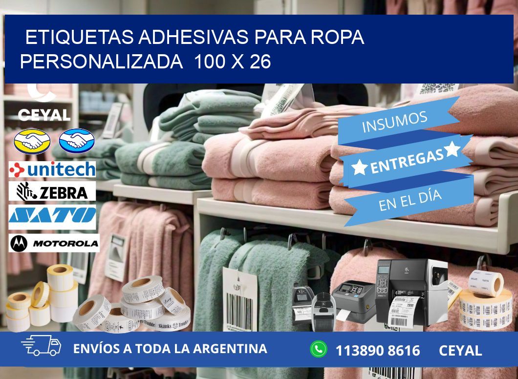 ETIQUETAS ADHESIVAS PARA ROPA PERSONALIZADA  100 x 26