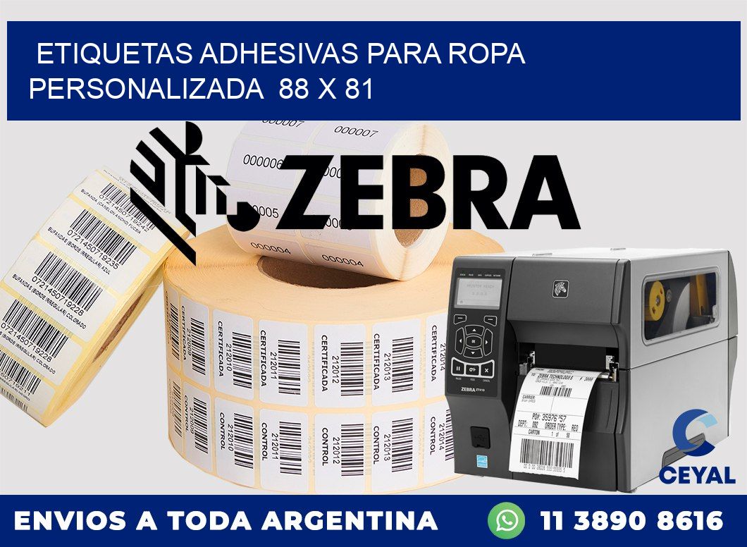 ETIQUETAS ADHESIVAS PARA ROPA PERSONALIZADA  88 x 81