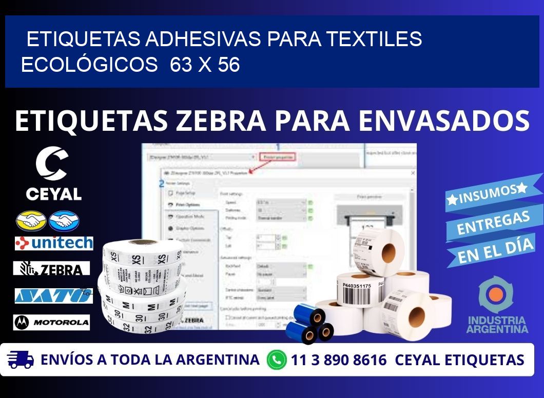 ETIQUETAS ADHESIVAS PARA TEXTILES ECOLÓGICOS  63 x 56