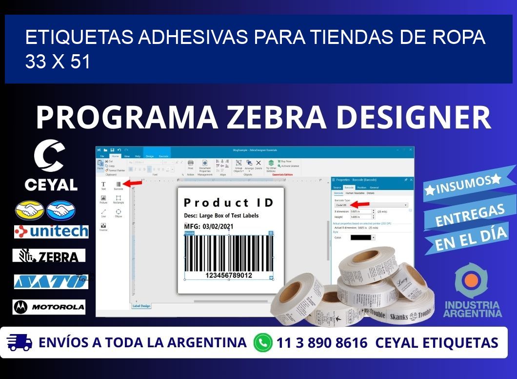 ETIQUETAS ADHESIVAS PARA TIENDAS DE ROPA  33 x 51