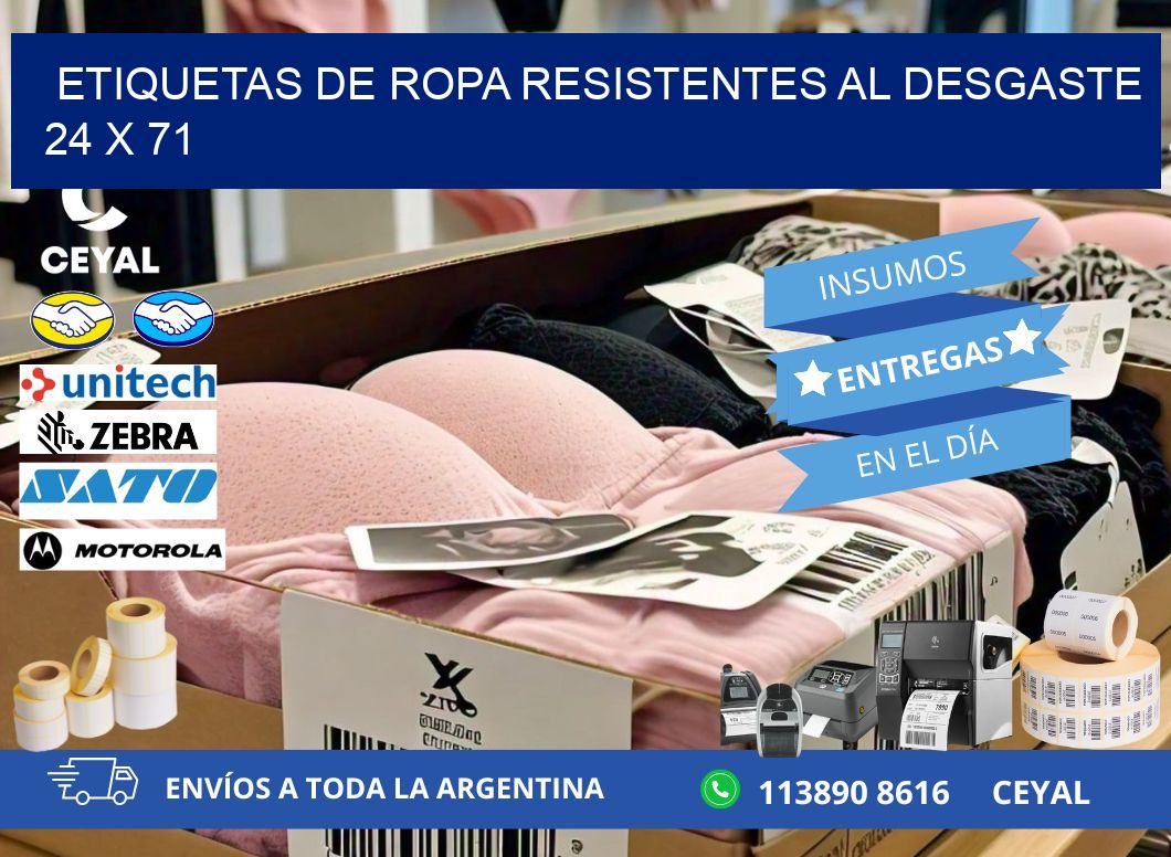 ETIQUETAS DE ROPA RESISTENTES AL DESGASTE 24 x 71