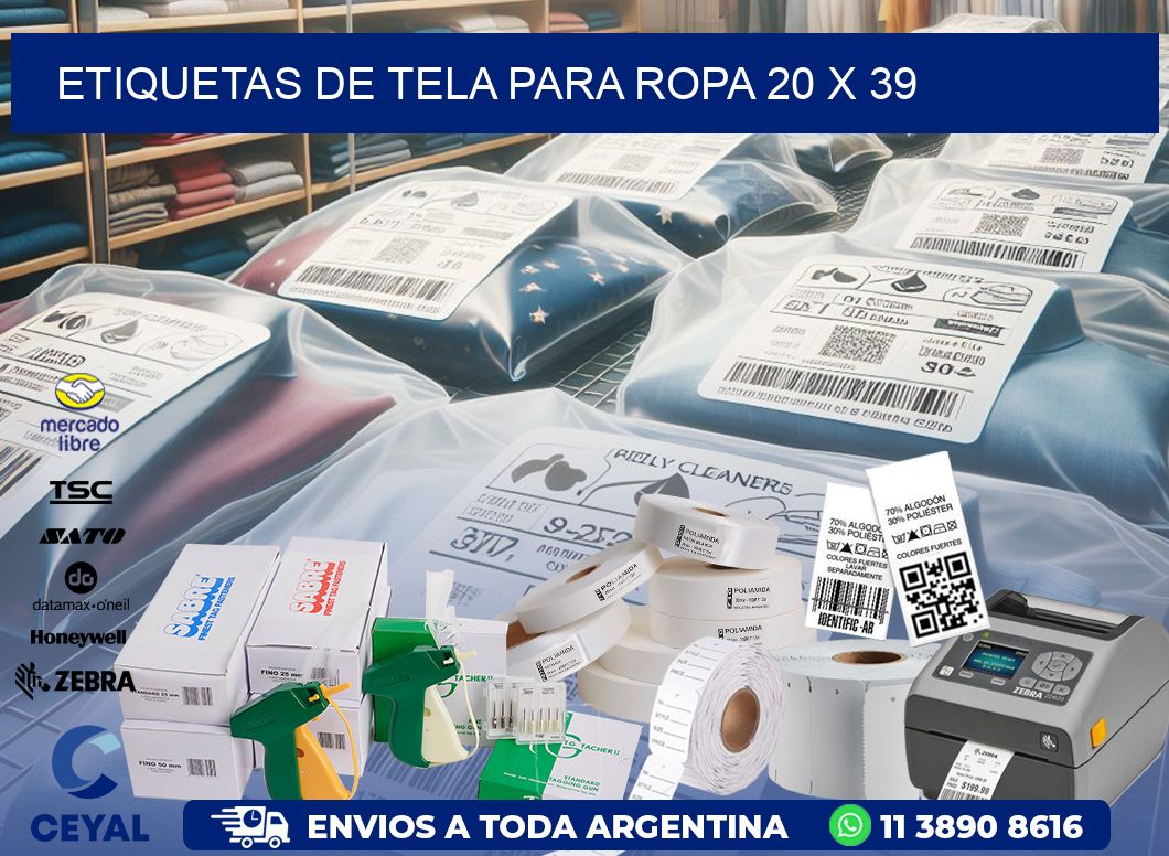 ETIQUETAS DE TELA PARA ROPA 20 x 39