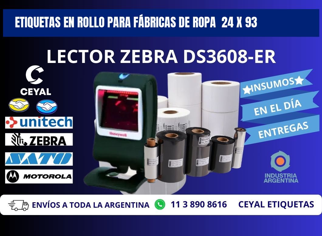 ETIQUETAS EN ROLLO PARA FÁBRICAS DE ROPA 24 x 93