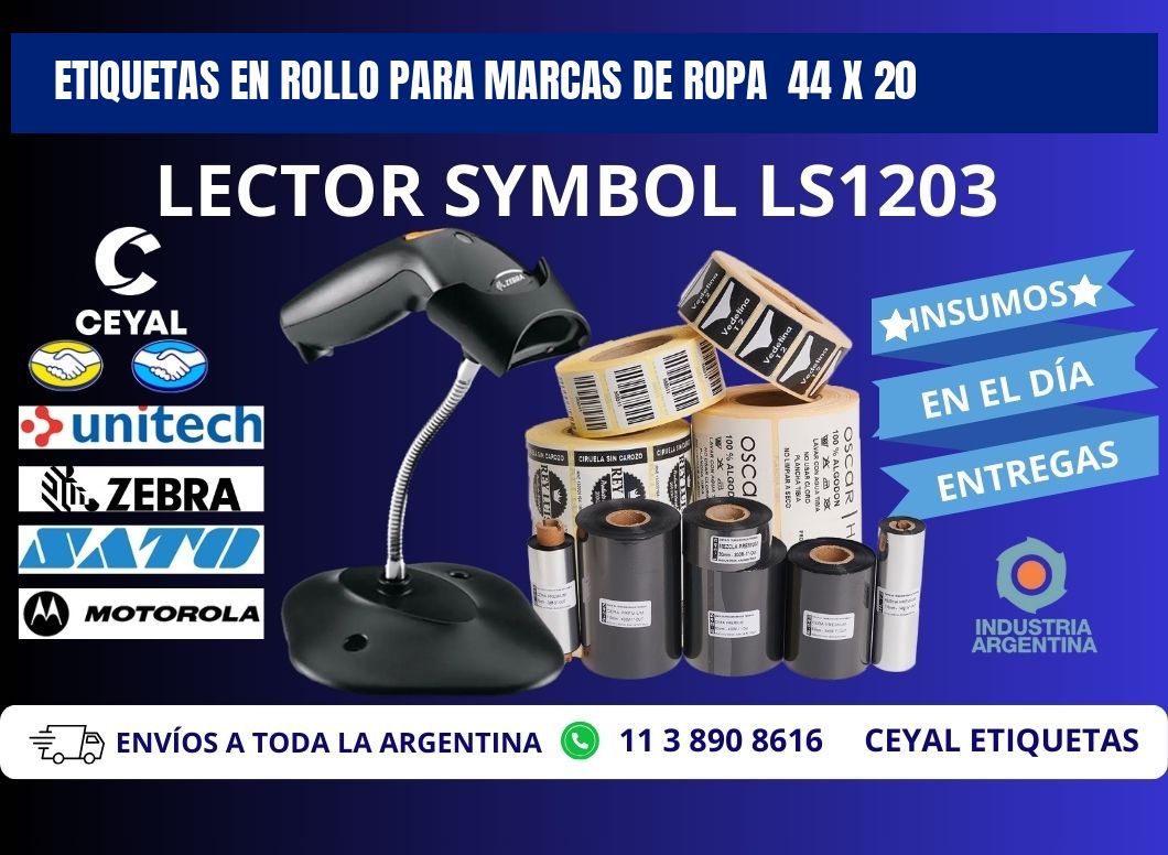 ETIQUETAS EN ROLLO PARA MARCAS DE ROPA 44 x 20