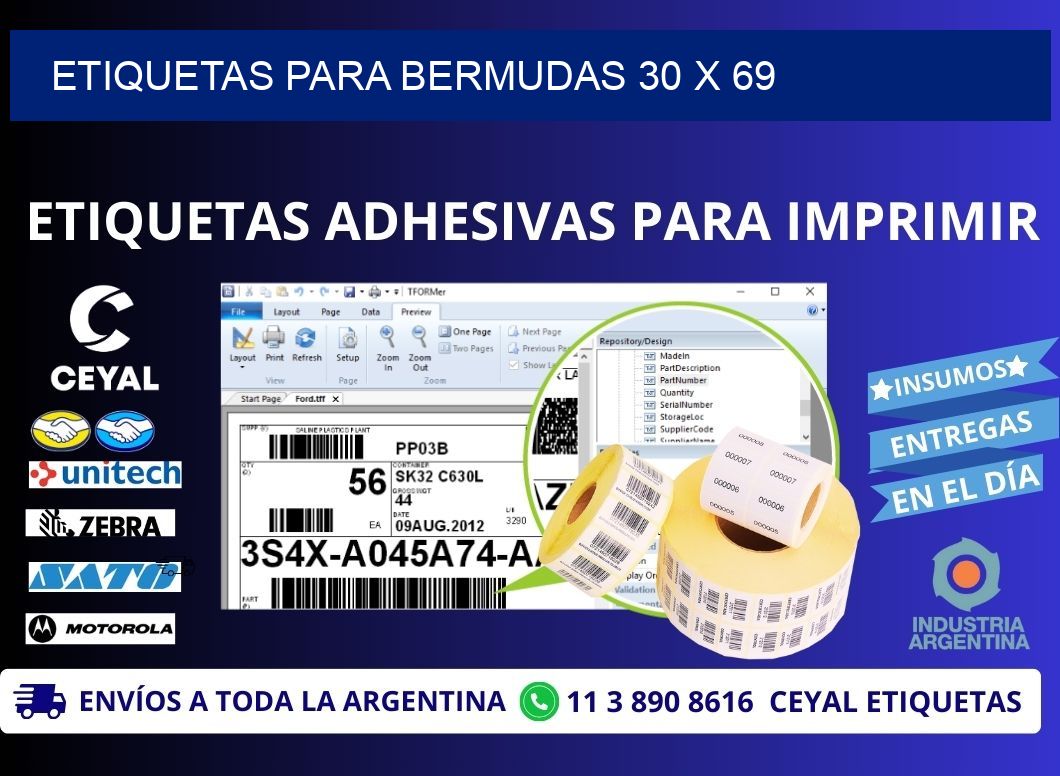 ETIQUETAS PARA BERMUDAS 30 x 69