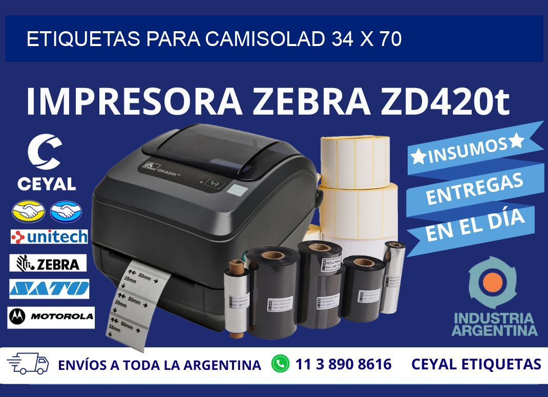 ETIQUETAS PARA CAMISOLAD 34 x 70