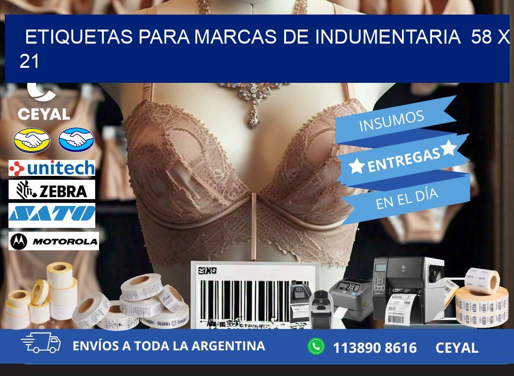 ETIQUETAS PARA MARCAS DE INDUMENTARIA 58 x 21