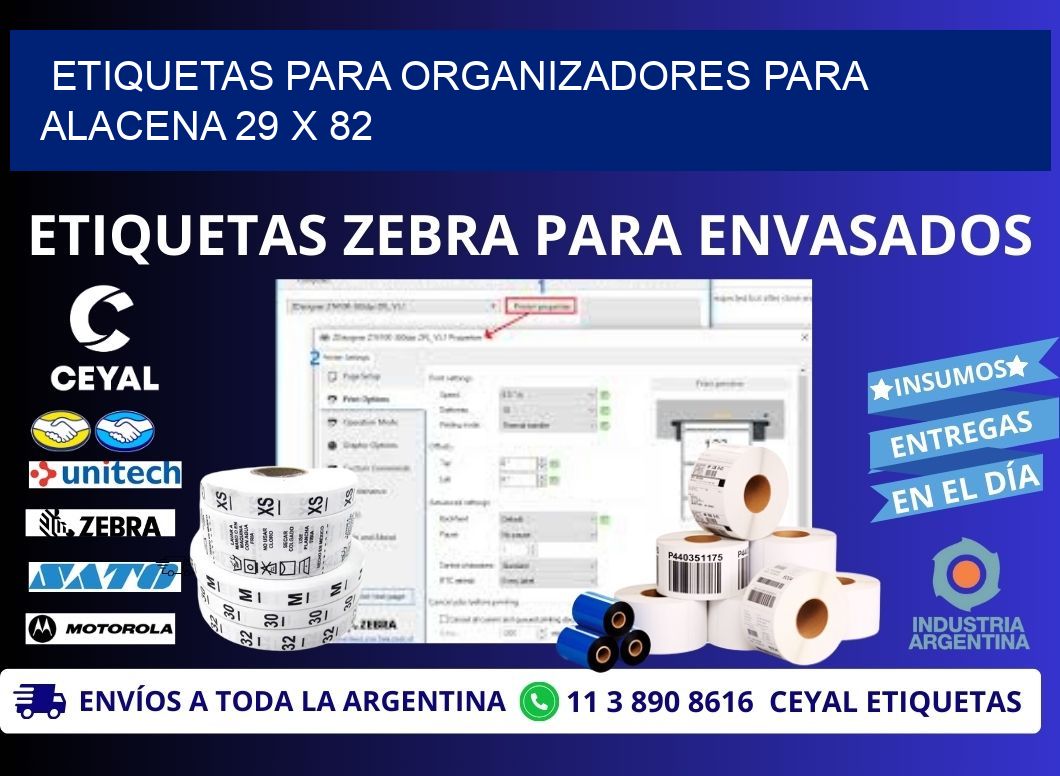 ETIQUETAS PARA ORGANIZADORES PARA ALACENA 29 x 82