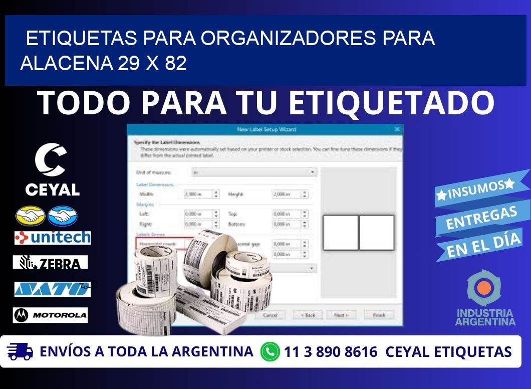 ETIQUETAS PARA ORGANIZADORES PARA ALACENA 29 x 82