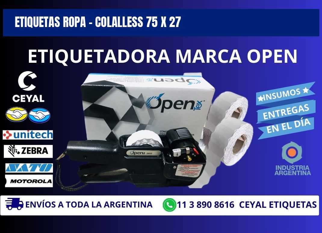 ETIQUETAS ROPA - COLALLESS 75 x 27