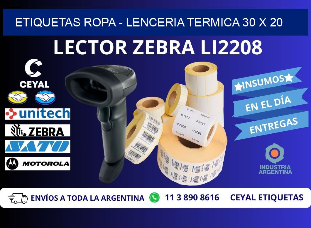 ETIQUETAS ROPA - LENCERIA TERMICA 30 x 20