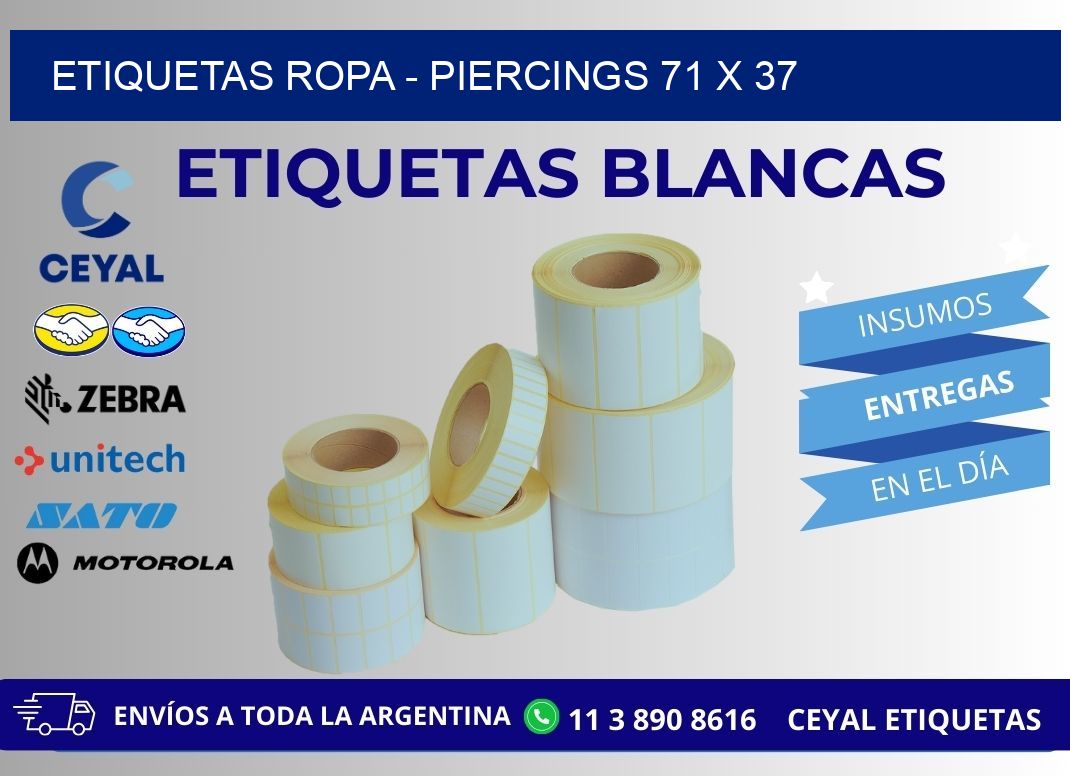 ETIQUETAS ROPA - PIERCINGS 71 x 37