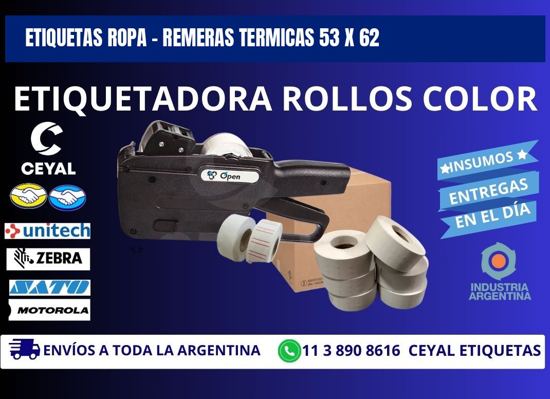 ETIQUETAS ROPA - REMERAS TERMICAS 53 x 62