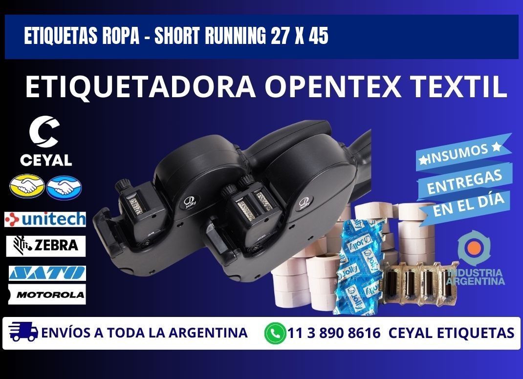 ETIQUETAS ROPA - SHORT RUNNING 27 x 45