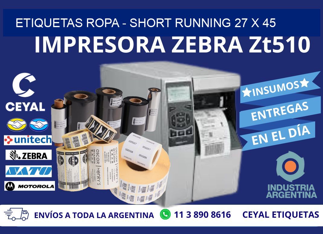 ETIQUETAS ROPA - SHORT RUNNING 27 x 45