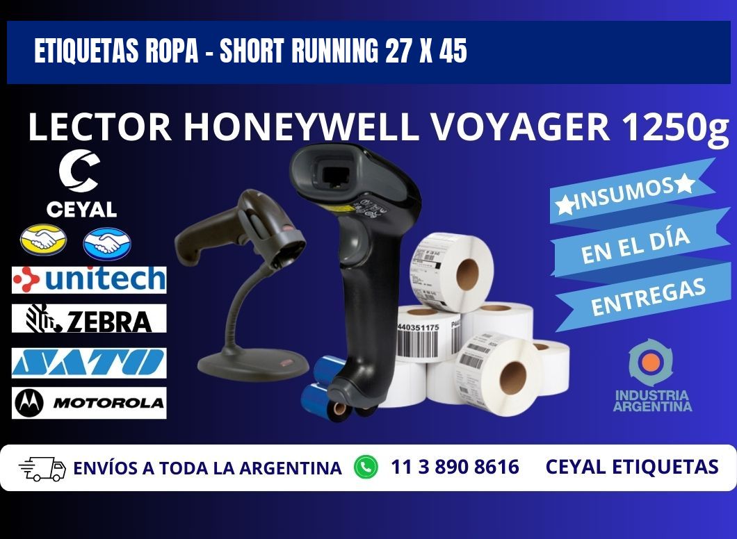 ETIQUETAS ROPA - SHORT RUNNING 27 x 45