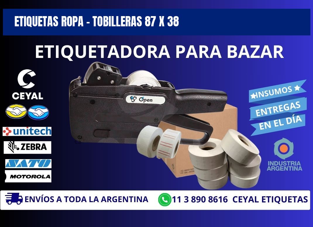 ETIQUETAS ROPA - TOBILLERAS 87 x 38