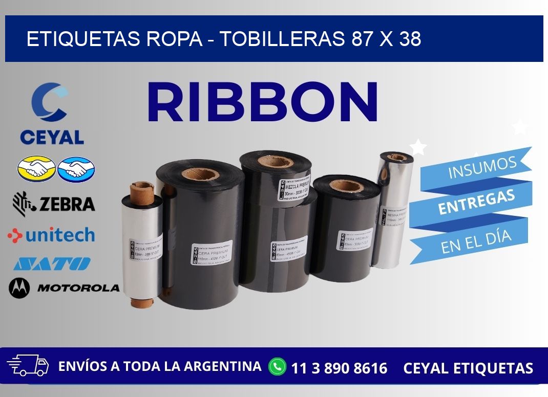 ETIQUETAS ROPA - TOBILLERAS 87 x 38