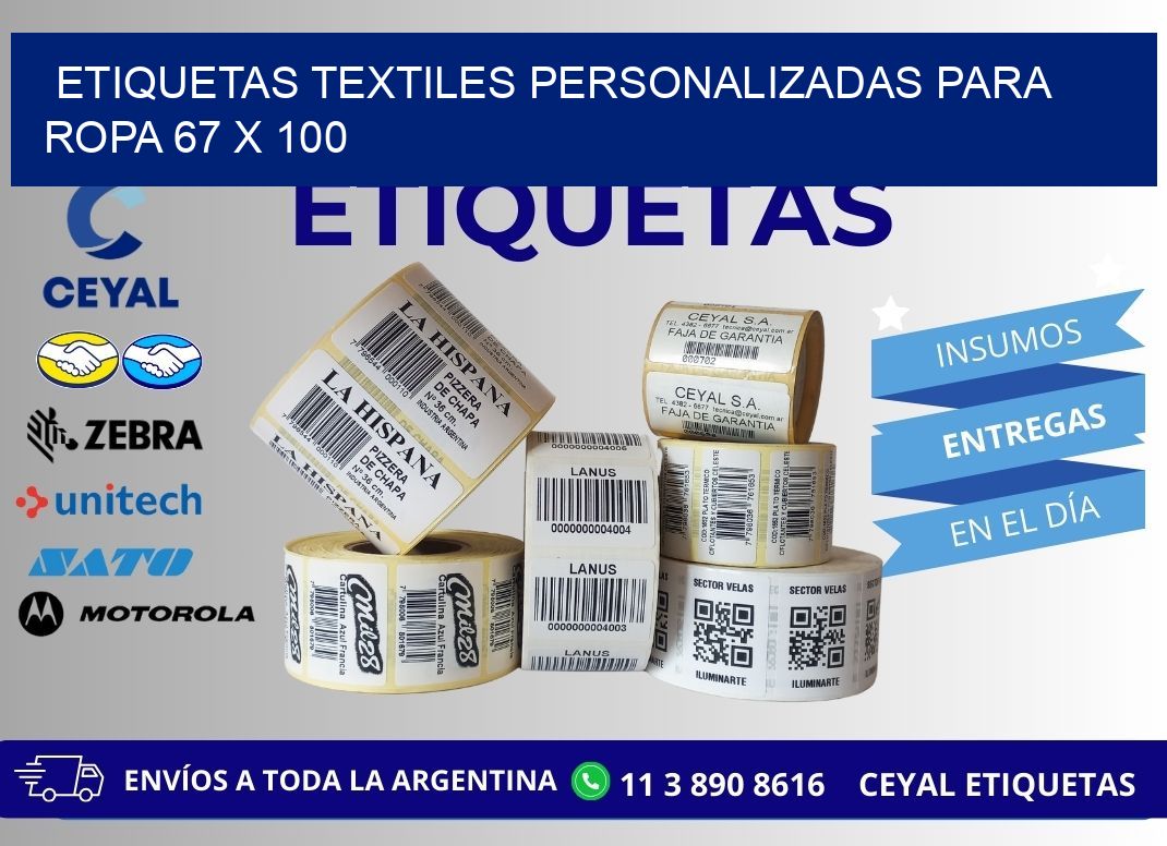 ETIQUETAS TEXTILES PERSONALIZADAS PARA ROPA 67 x 100