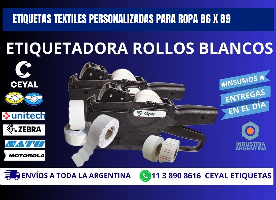 ETIQUETAS TEXTILES PERSONALIZADAS PARA ROPA 86 x 89