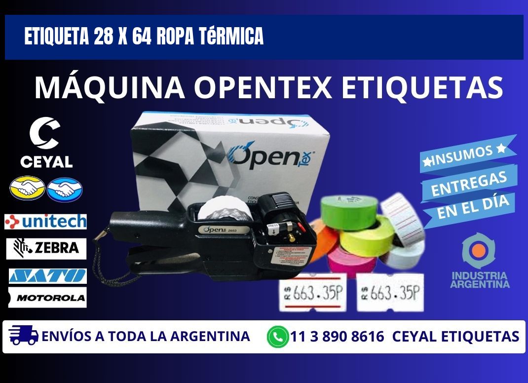 Etiqueta 28 x 64 ropa térmica