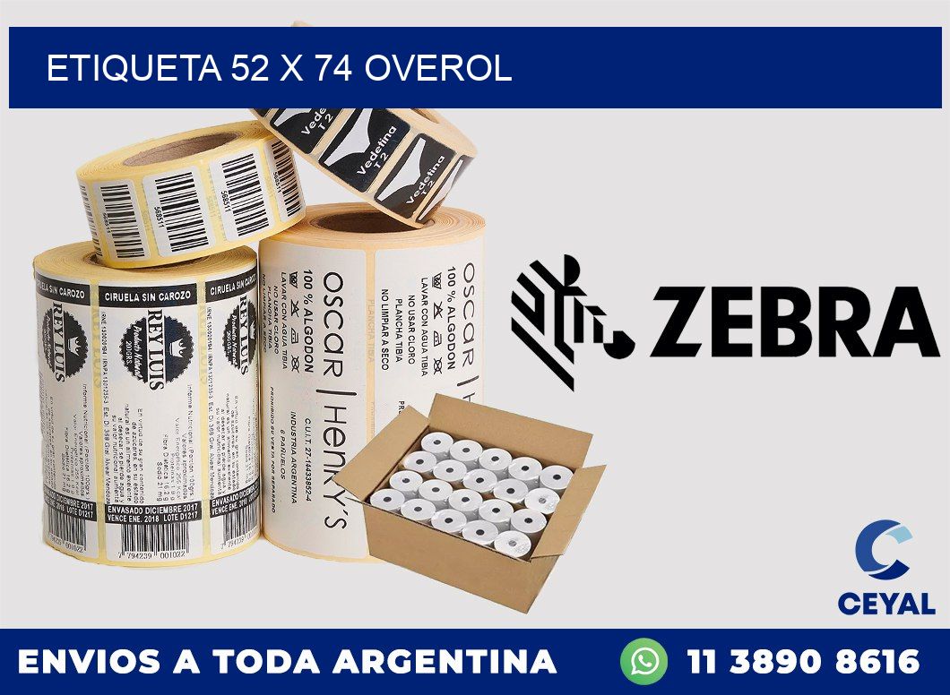 Etiqueta 52 x 74 overol