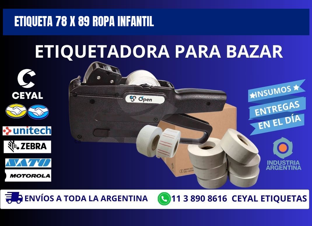 Etiqueta 78 x 89 ropa infantil