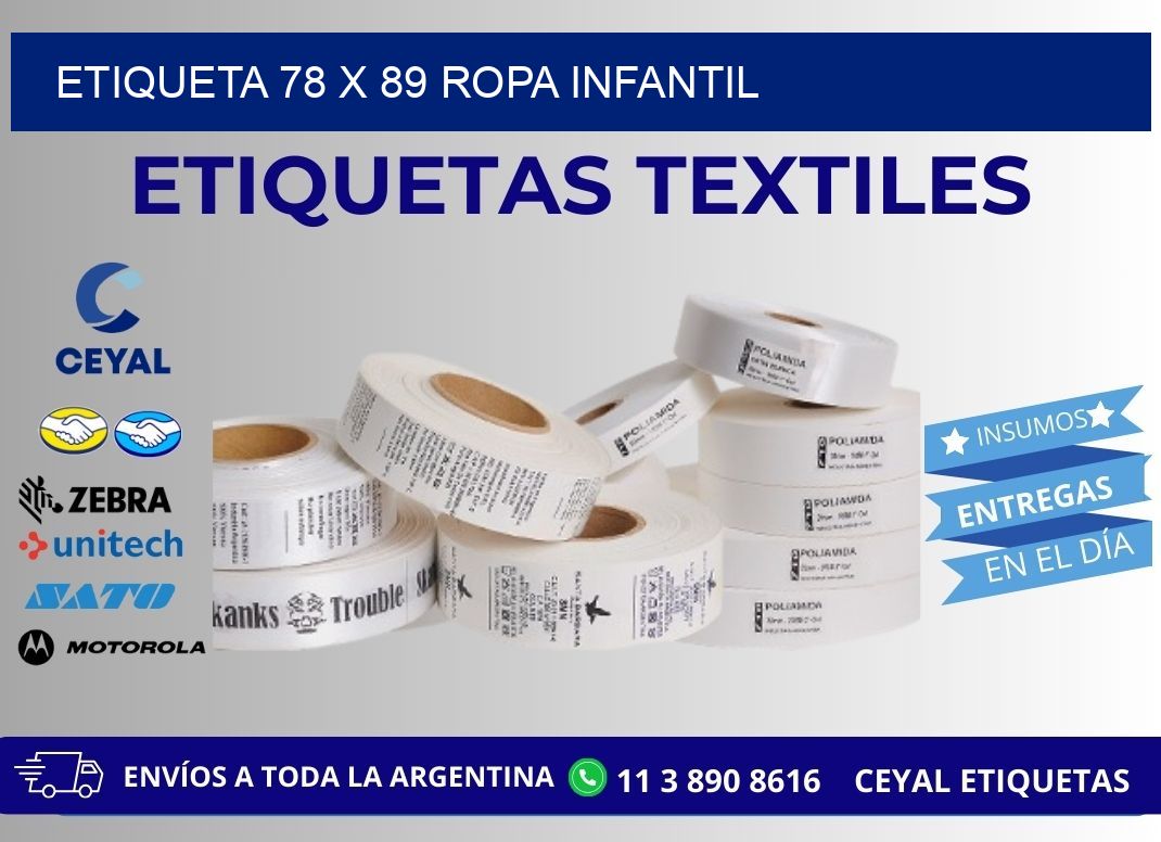 Etiqueta 78 x 89 ropa infantil