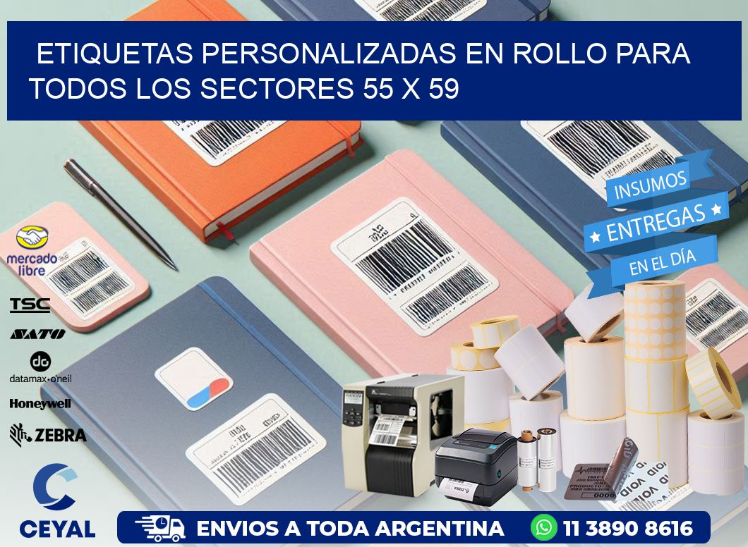 Etiquetas Personalizadas en Rollo para Todos los Sectores 55 x 59