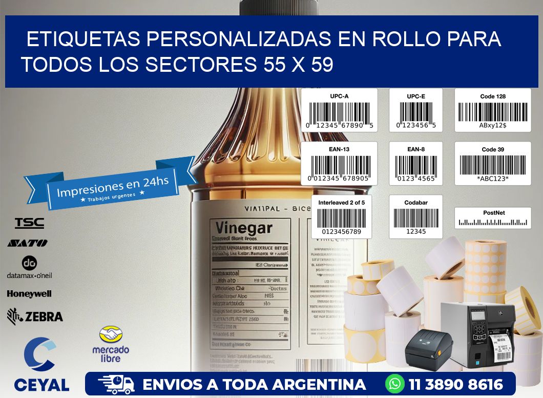 Etiquetas Personalizadas en Rollo para Todos los Sectores 55 x 59