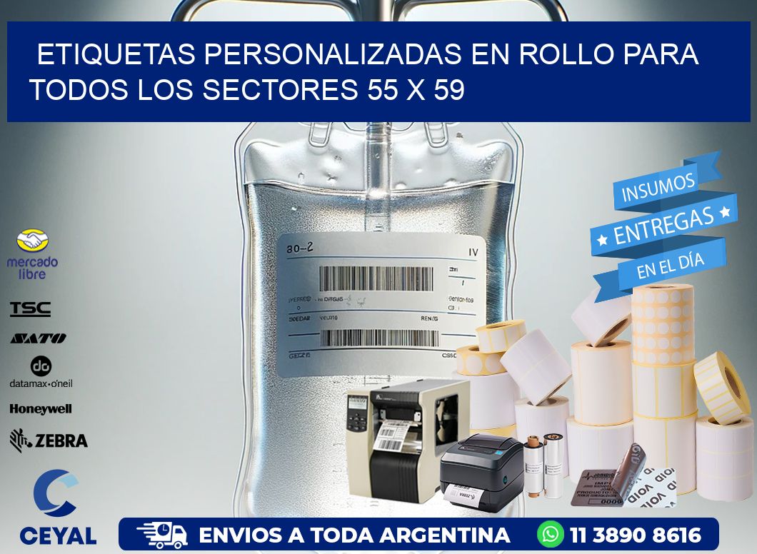 Etiquetas Personalizadas en Rollo para Todos los Sectores 55 x 59