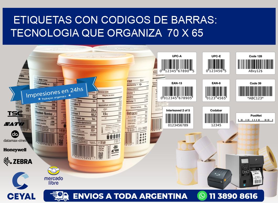 Etiquetas con Codigos de Barras: Tecnologia que Organiza  70 x 65