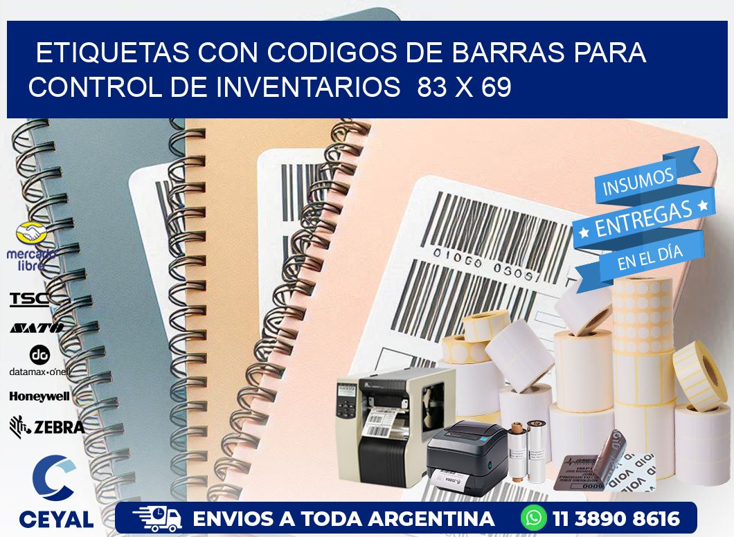 Etiquetas con Codigos de Barras para Control de Inventarios  83 x 69