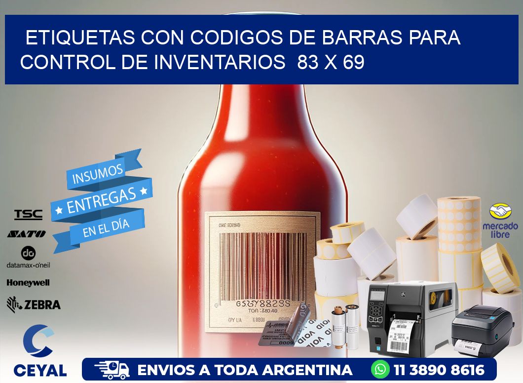 Etiquetas con Codigos de Barras para Control de Inventarios  83 x 69