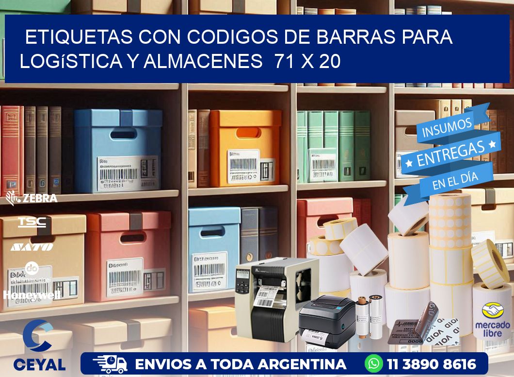 Etiquetas con Codigos de Barras para Logística y Almacenes  71 x 20