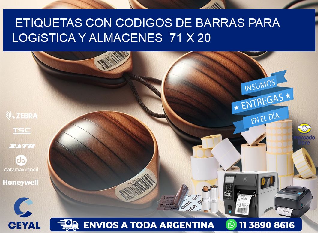 Etiquetas con Codigos de Barras para Logística y Almacenes  71 x 20